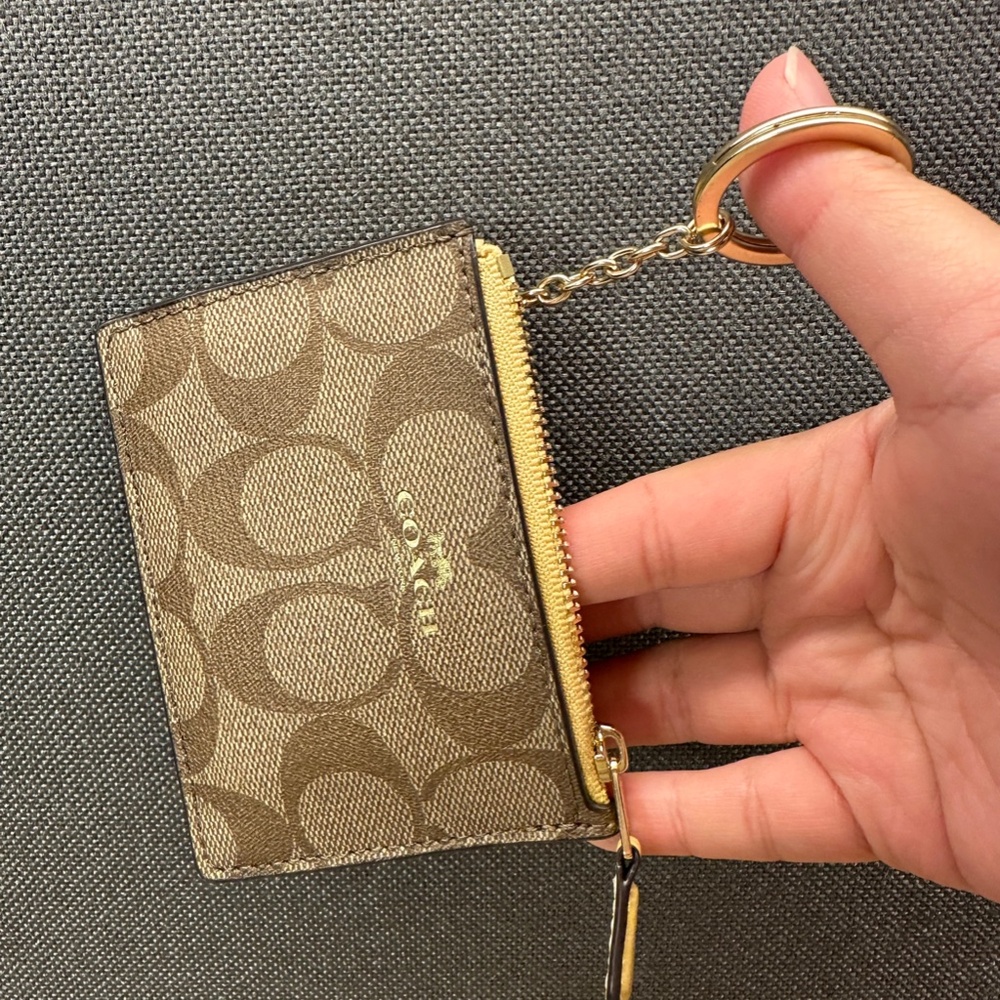 NWT! RARE! Coach F16107 Signature Mini Skinny ID Case IM/Khaki/Sunflower Women - Picture 6 of 8